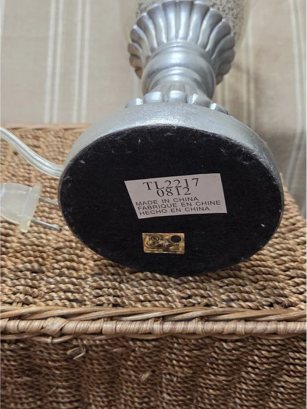 Vintage Mercury Glass Ornate Silver Base Hurricane Lamp 12x6
